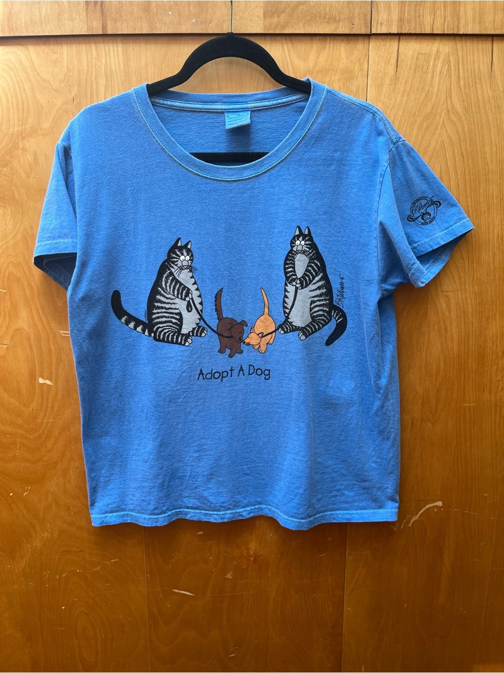 Vintage B. Kliban "Adopt A Dog" Crazy Shirts Blue Hawaii Dyed Tee - L